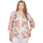 Plus Women''s Floral Slub Blouse - image 1
