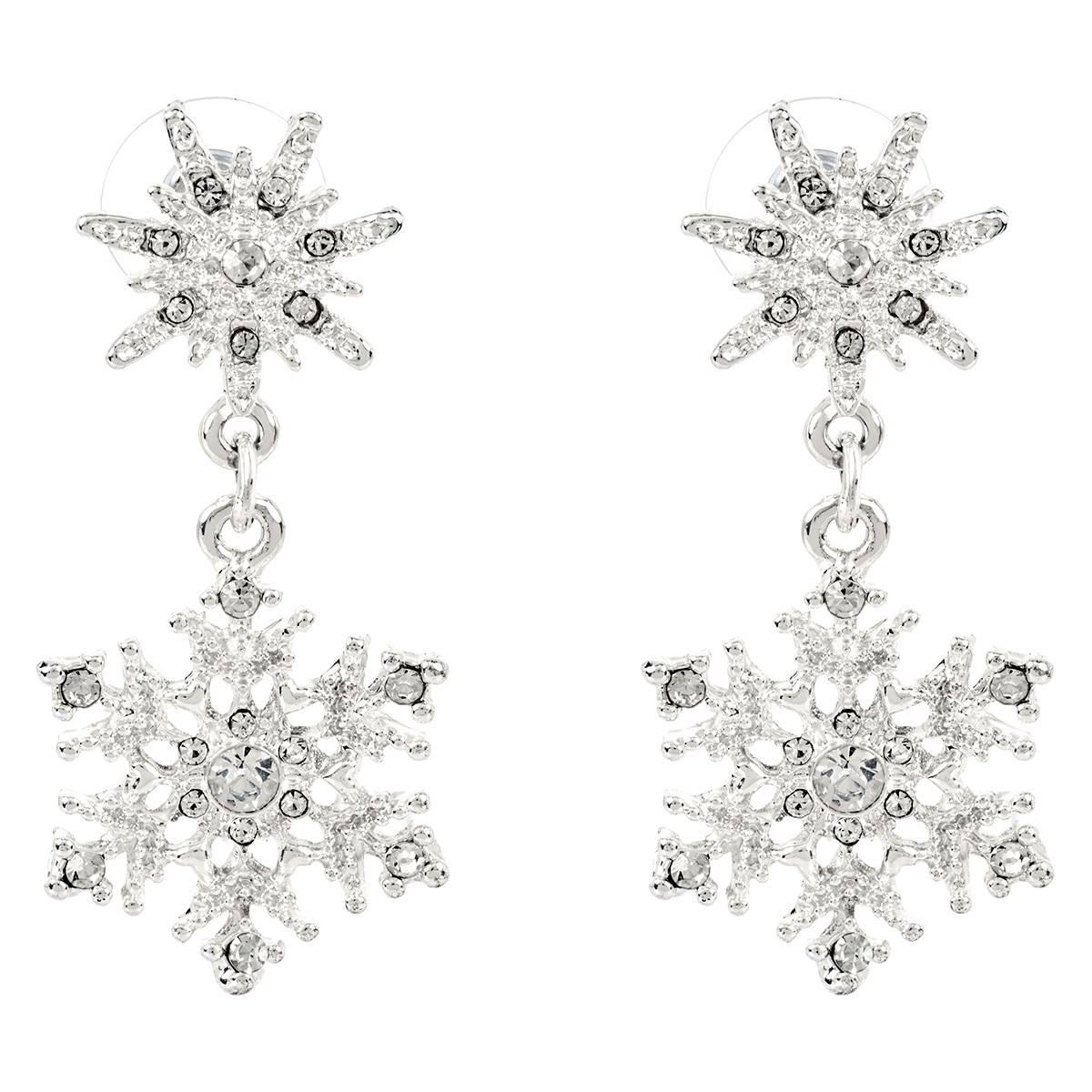 Silver-Plated Snowflake Post Earrings