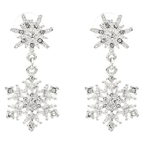 Silver-Plated Snowflake Post Earrings