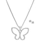 Gianni Argento Lab White Sapphire Butterfly Pendant & Earring Set - image 1