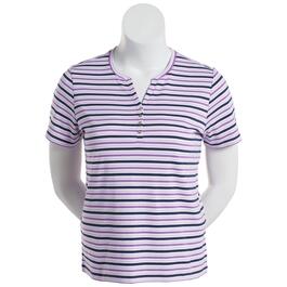 Plus Size Hasting & Smith Short Sleeve Stripe Henley Top