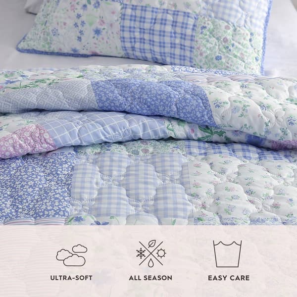 Laura Ashley Parker Patchwork Microfiber Quilt Set