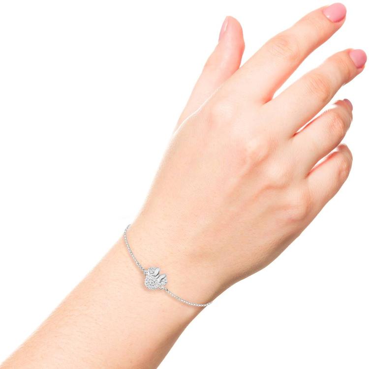 Disney Silver Plated Minnie Mouse CZ Lariat Bracelet