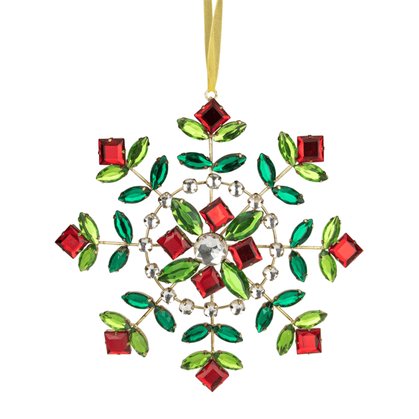 Northlight 6.5in. Gem Stone Flowers Snowflake Christmas Ornament