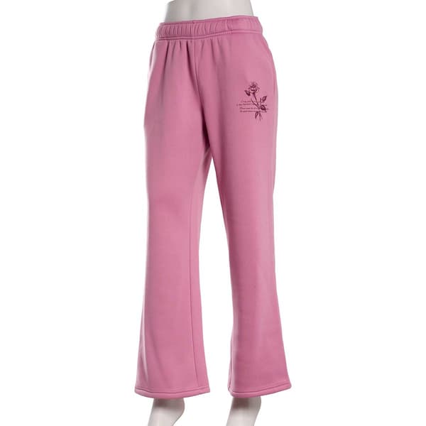 Juniors No Comment Wide Leg Foil Screen Sweatpants - Mauve