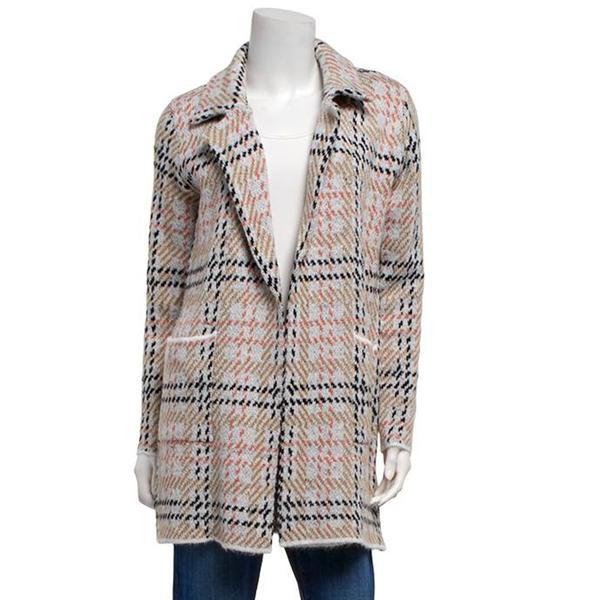 Womens By Design Long Sleeve Notched Houndstooth Cardigan - image 