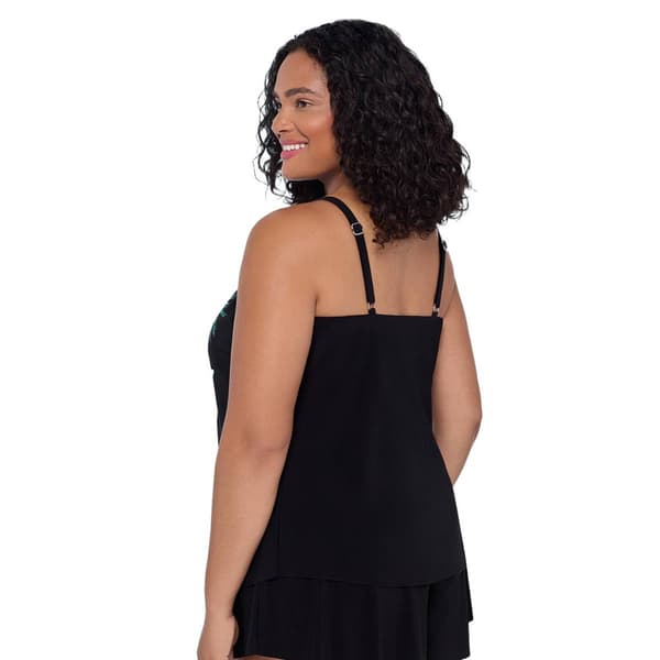 Plus Size TrimShaper Whimsical Vines Hanky Hem Tankini Swim Top