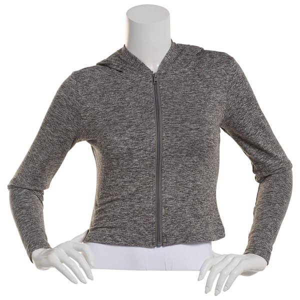 Juniors No Comment Arena Fleece Lined Marled Zip Hoodie - image 