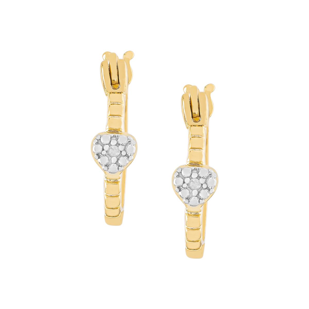 Gianni Argento Gold Plated Heart Textured Hoop Earrings
