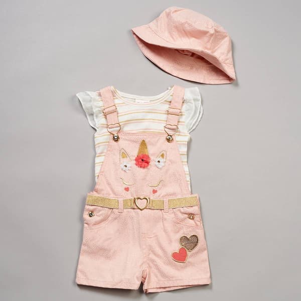 Girls &#40;4-6x&#41; Little Lass&#40;R&#41; 2pc. Sparkle Unicorn Shortalls Set