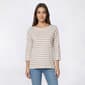 Womens LANDS END(R) 3/4 Sleeve Stripe Boat Neck Tee - image 1