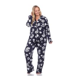 Plus Size White Mark 2pc. Long Sleeve Dotted Floral Pajama Set