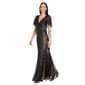 Plus Size R&M Richards Flutter Sleeve V-Neck Sequin Evening Gown - image 3