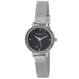 Womens Laura Ashley(R) Black/Silver Mesh Strap Watch - LA2064BK