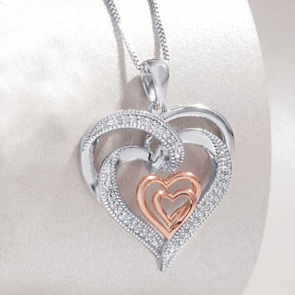 Diamond Classics&#40;tm&#41; Gold Plated 10ctw Double Heart Necklace - image 