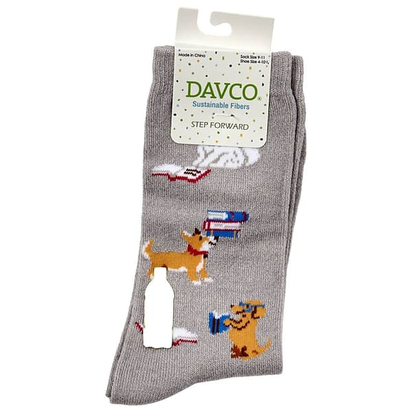 Womens Davco(R) Dogs & Books Crew Socks