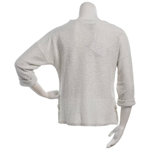 Womens Robert Louis 3/4 Sleeve Side Lace Up Popcorn Sweater