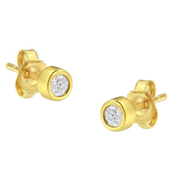 Diamond Classics&#40;tm&#41; Yellow Gold Diamond Bezel Stud Earrings - image 