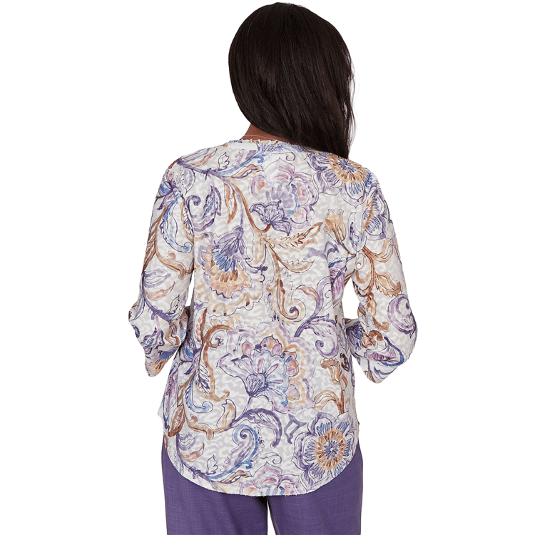 Womens Alfred Dunner Grand Bazaar 3/4 Sleeve Floral Blouse