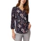 Womens Jones New York 3/4 Sleeve Floral Moss Crepe Noodle Blouse - image 1