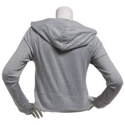Juniors No Comment Fleece Back Twill Zip Hoodie- Grey