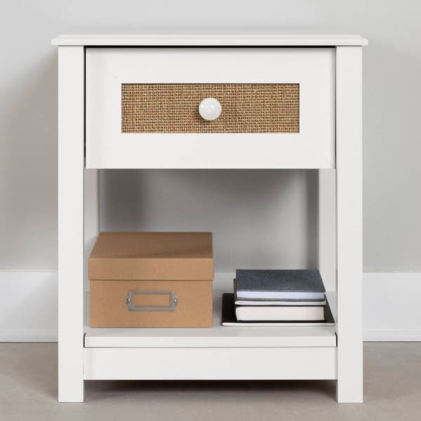 South Shore Balka White and Faux Printed Rattan End Table