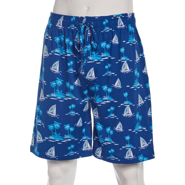 Mens Preswick & Moore(R) Blue Tropical Drawstring Pajama Shorts - image 