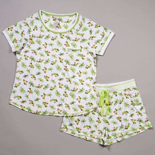 Juniors Pillow Talk Short Sleeve Frogs Boxer Pajama Set - image 