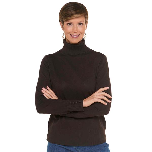 Womens Retrology Long Button Sleeve Turtleneck Sweater