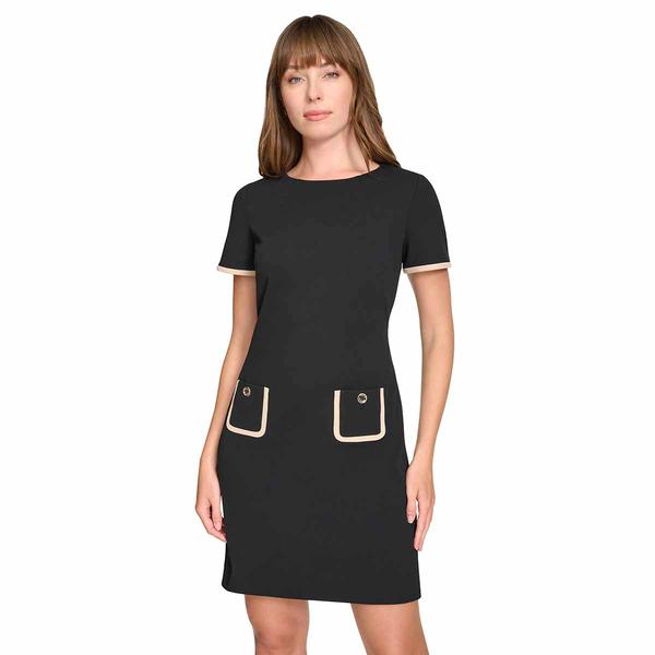 Womens Tommy Hilfiger Short Sleeve Trim Pocket Shift Dress