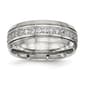 Mens Gentlemens Classics&#40;tm&#41; Grooved & Cubic Zirconia Accented Band - image 1