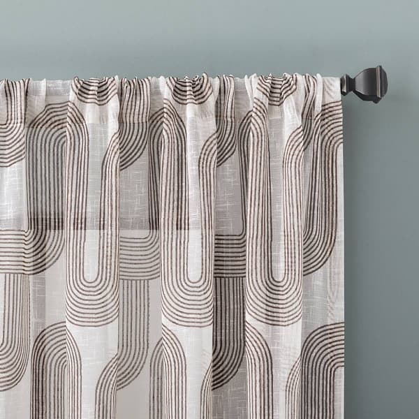 Colossal Modern Print Slub Rod Pocket Sheer Curtains