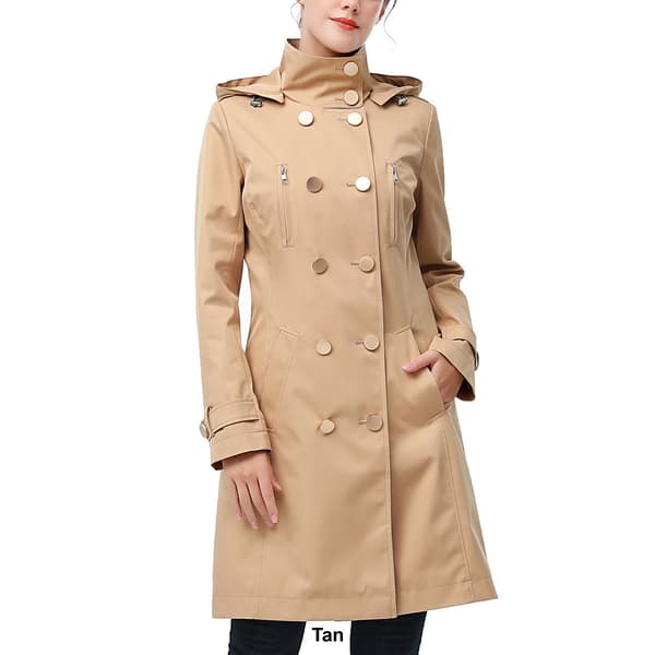 Womens BGSD Waterproof Hooded Button Closure Trench Coat