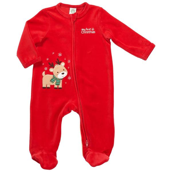 Baby Unisex (3-9M) Little Me(R) Reindeer Velour Footie