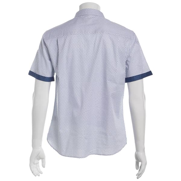 Mens Campia Short Sleeve Cotton Spandex Button Down Shirt - Royal