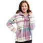 Womens Jason Maxwell Long Sleeve Full Zip Plaid Fleece Jacket - image 1