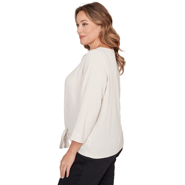 Plus Size Emaline Key Items 3/4 Sleeve Twist Front Knit Sweater