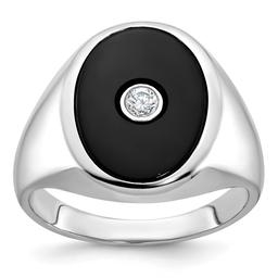 Mens Gentlemens Classics(tm) 14kt. White Gold Round Onyx Ring