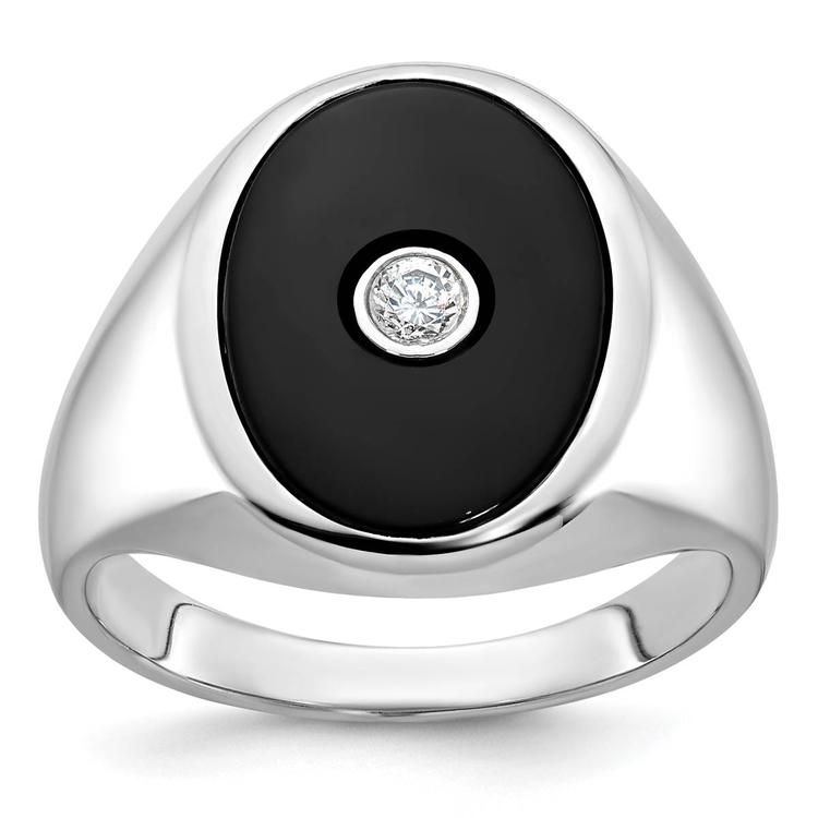 Mens Gentlemens Classics(tm) 14kt. White Gold Round Onyx Ring