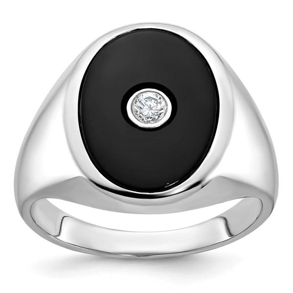 Mens Gentlemens Classics(tm) 14kt. White Gold Round Onyx Ring - image 