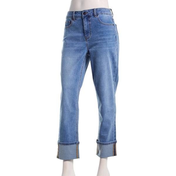 Plus Size Bleu Denim Roll Cuff Denim Jeans - image 