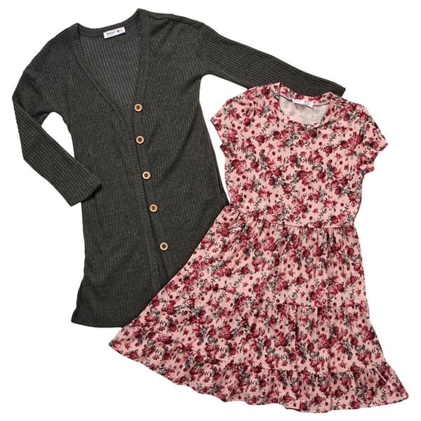 Girls &#40;7-16&#41; Beautees 2Fer Sweater Knit Cardigan Dress