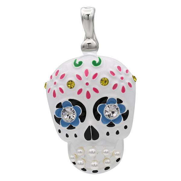 Wearable Art Multi-Color Crystal Skull Enhancer Pendant - image 