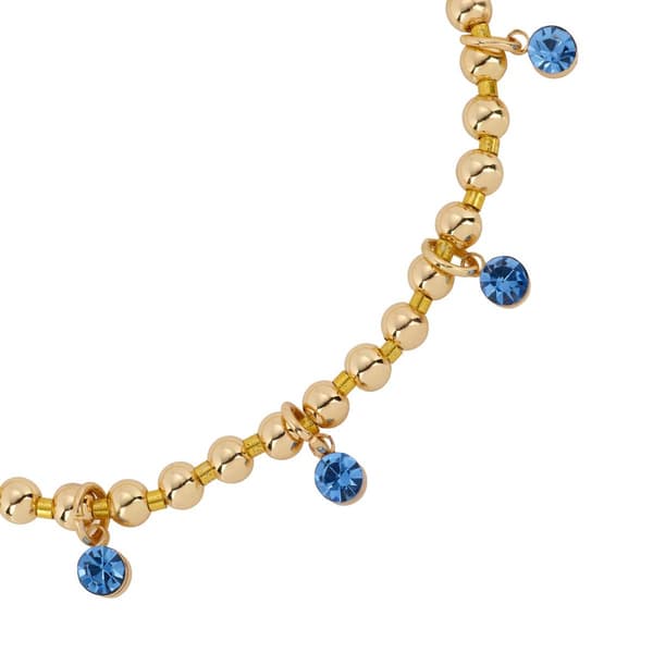 Athra Gold over Brass Blue Crystal Drop Stretch Bead Bracelet