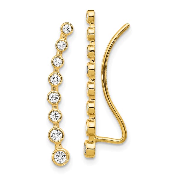 Gold Classics(tm) 14k Cubic Zirconia Climber Stud Earrings - image 