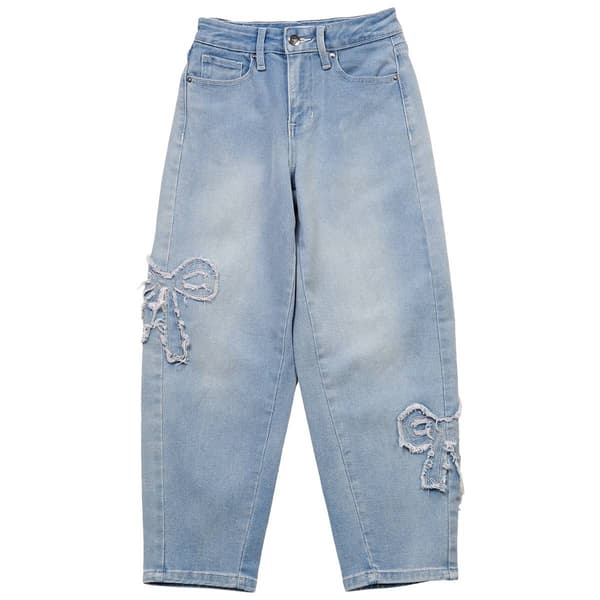 Girls (7-14) YMI(R) Distressed Bow Barrel Jeans