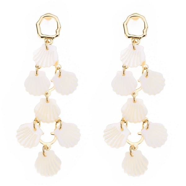 Ashley Cooper(tm) Gold Metal White Shell Dangle Earrings - image 
