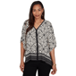 Womens Ruby Rd. Tropical Noir Elbow Sleeve Medallion Blouse - image 1