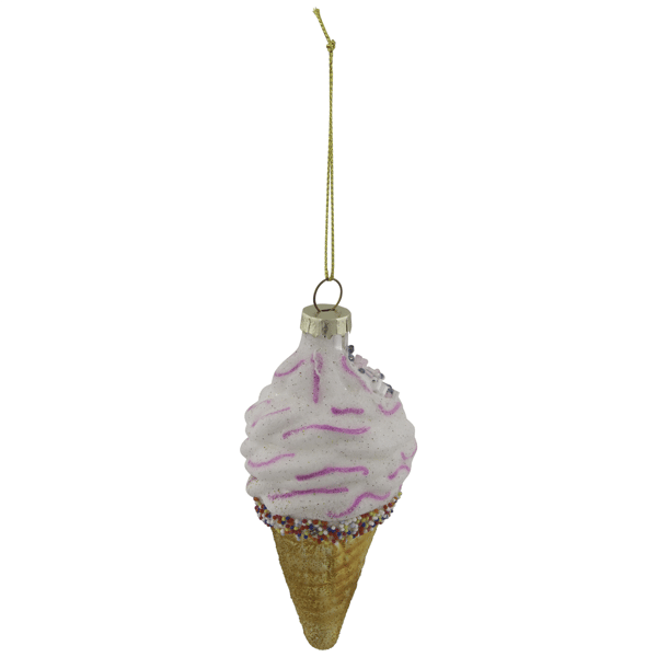 Northlight 4in. Vanilla Ice Cream Cone Glass Christmas Ornament