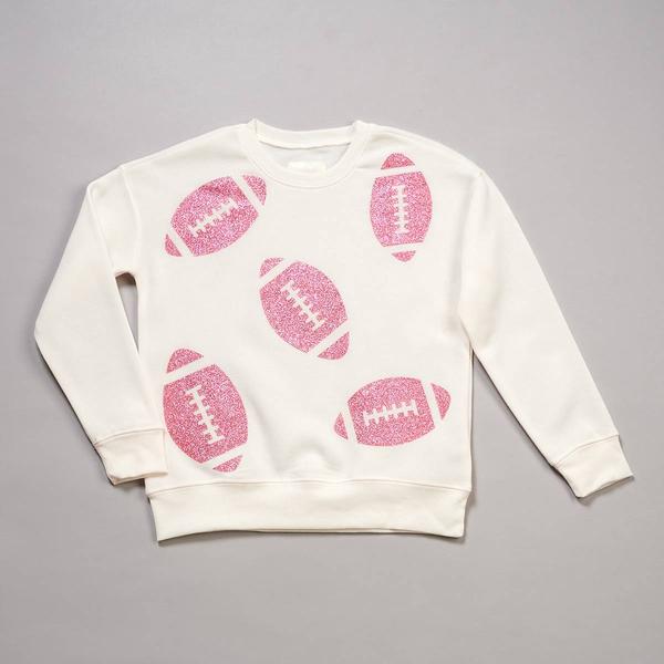 Girls (7-16) No Comment Glitter Football Fleece Lined Sweatshirt